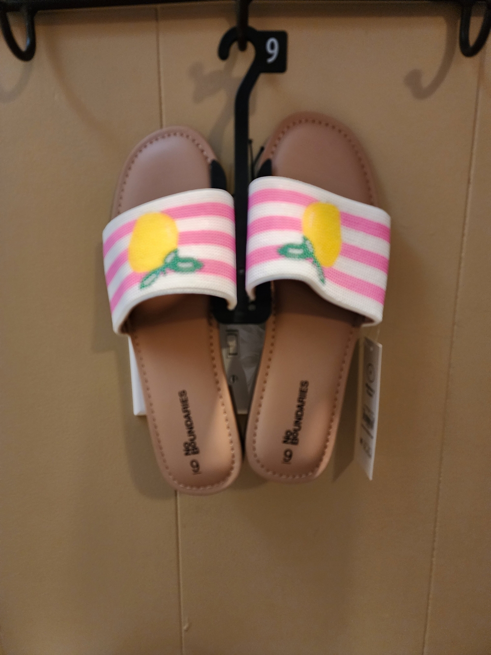 No Boundaries Sandals Beaded Lemon Striped Slides